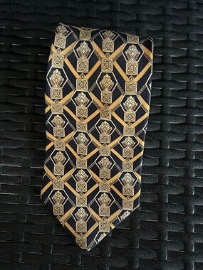Black Gold Art Deco Luxe Vintage Inspired Designer Statement Tie